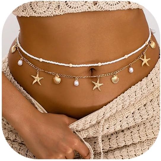 Body Jewelry Waist - Starfish Waist Chain Women Adjustable Layered