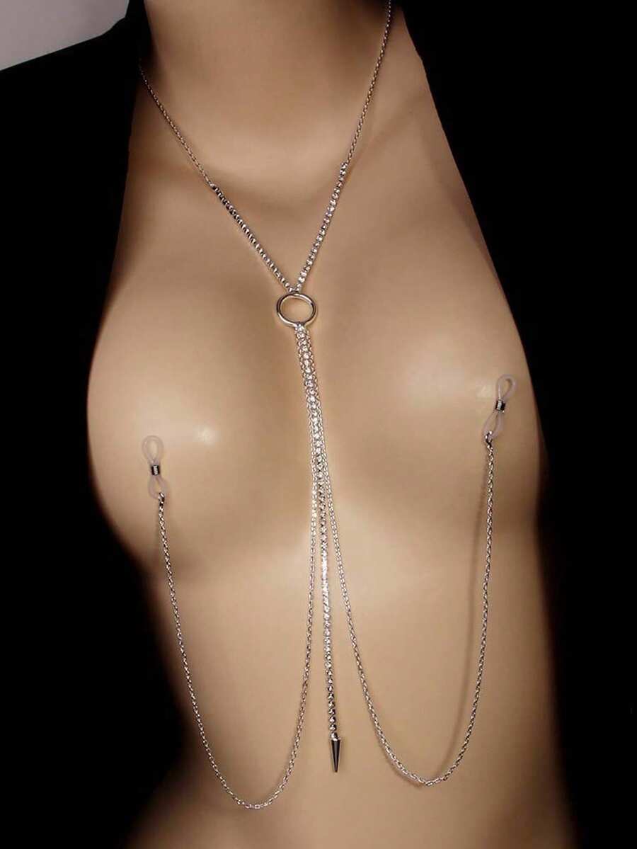 Body Jewelry Chain - Stylish rhinestone chest chain for women,