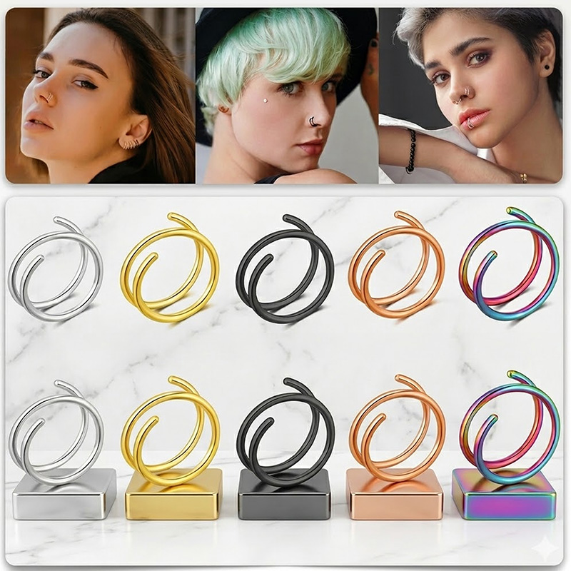 Body Jewelry Nose - 1PC Stainless Steel 316 Double Spiral