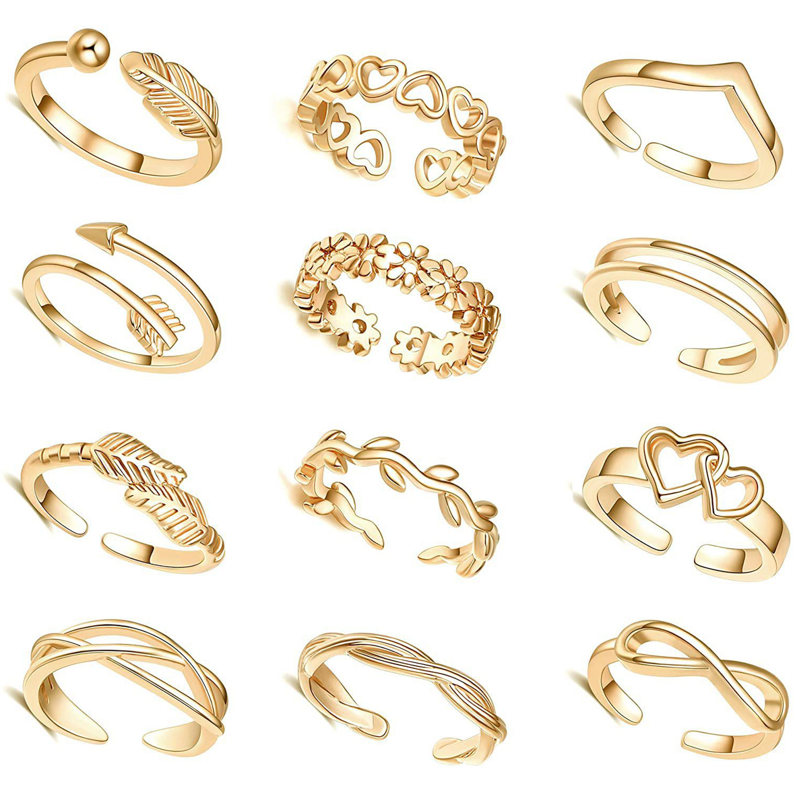 Body Jewelry Hoops - 10/12Pcs Toe Rings for Women Open