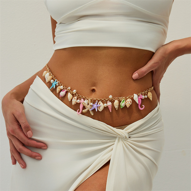 Body Jewelry Waist - Boho Starfish Shell Pendant Waist Chain