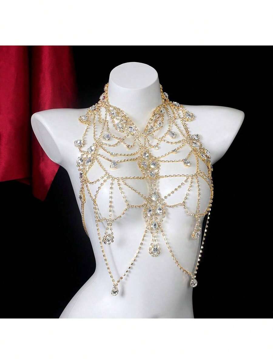 Body Jewelry Chain - Rhinestone Body Chain Bra Necklace For