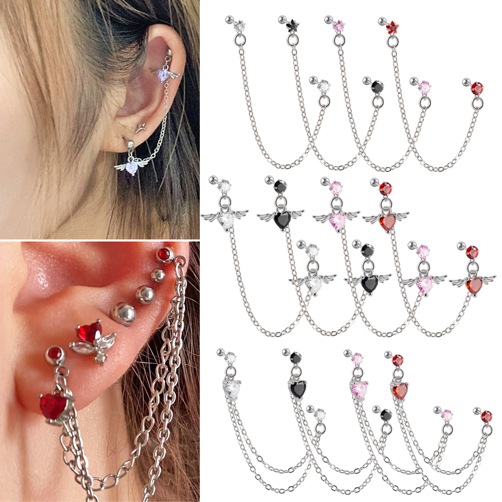 Body Jewelry Surgical Steel - 1PC Surgical Steel CZ Gem Ear
