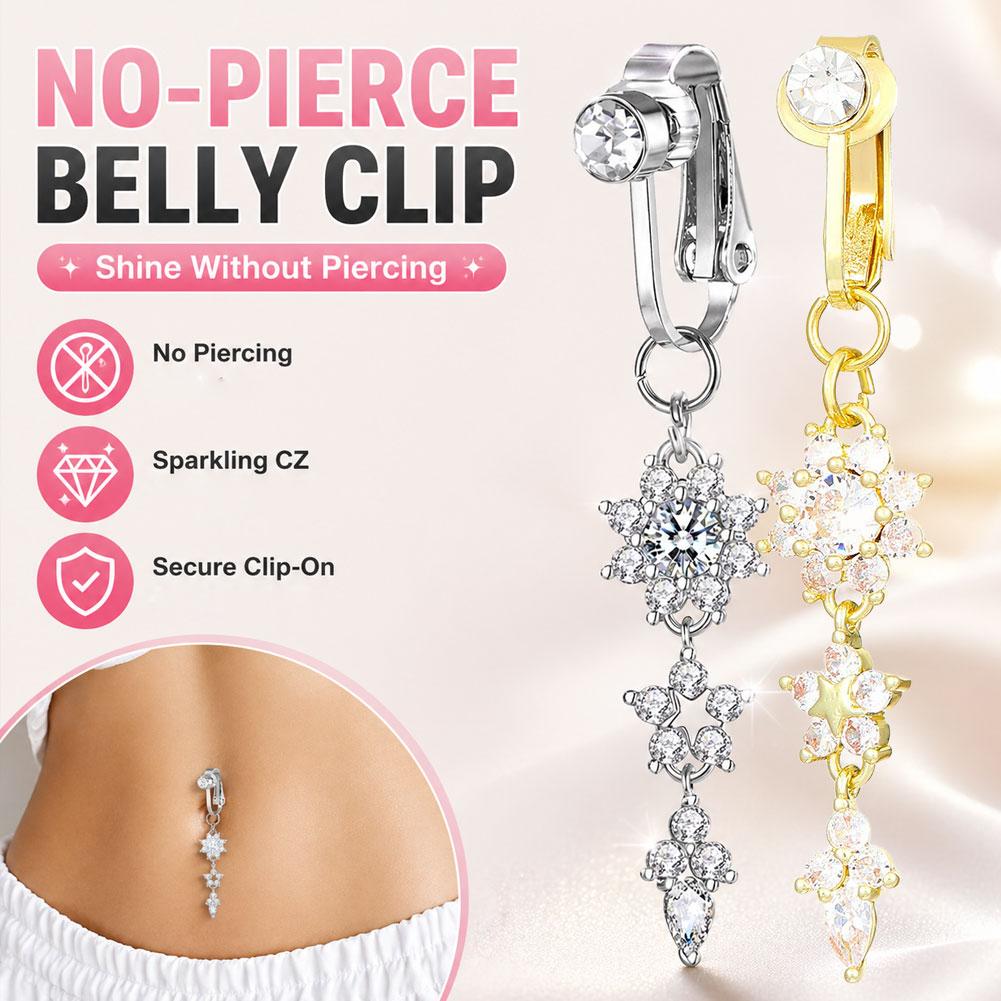 Body Jewelry Surgical Steel - Fake Belly Butterfly Crystals Long Dangle
