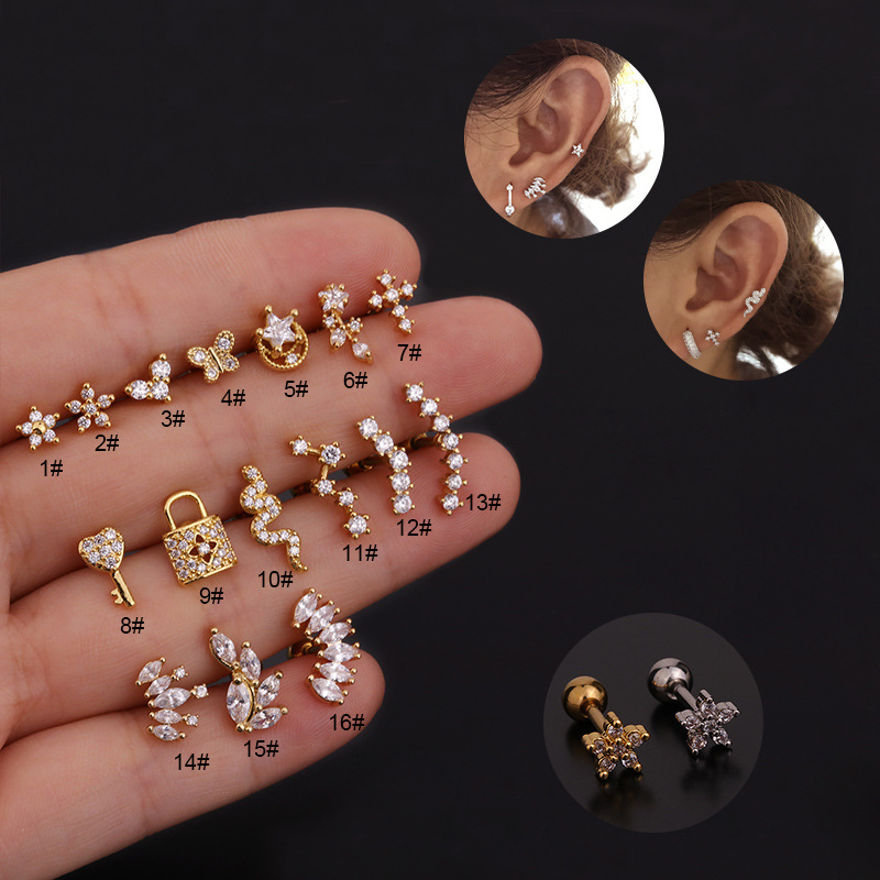 16G Stainless Steel Floral/Sna - Body Jewelry Surgical Steel avaliação e preço