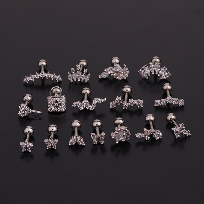 16G Stainless Steel Floral/Sna - Body Jewelry Surgical Steel avaliação e preço