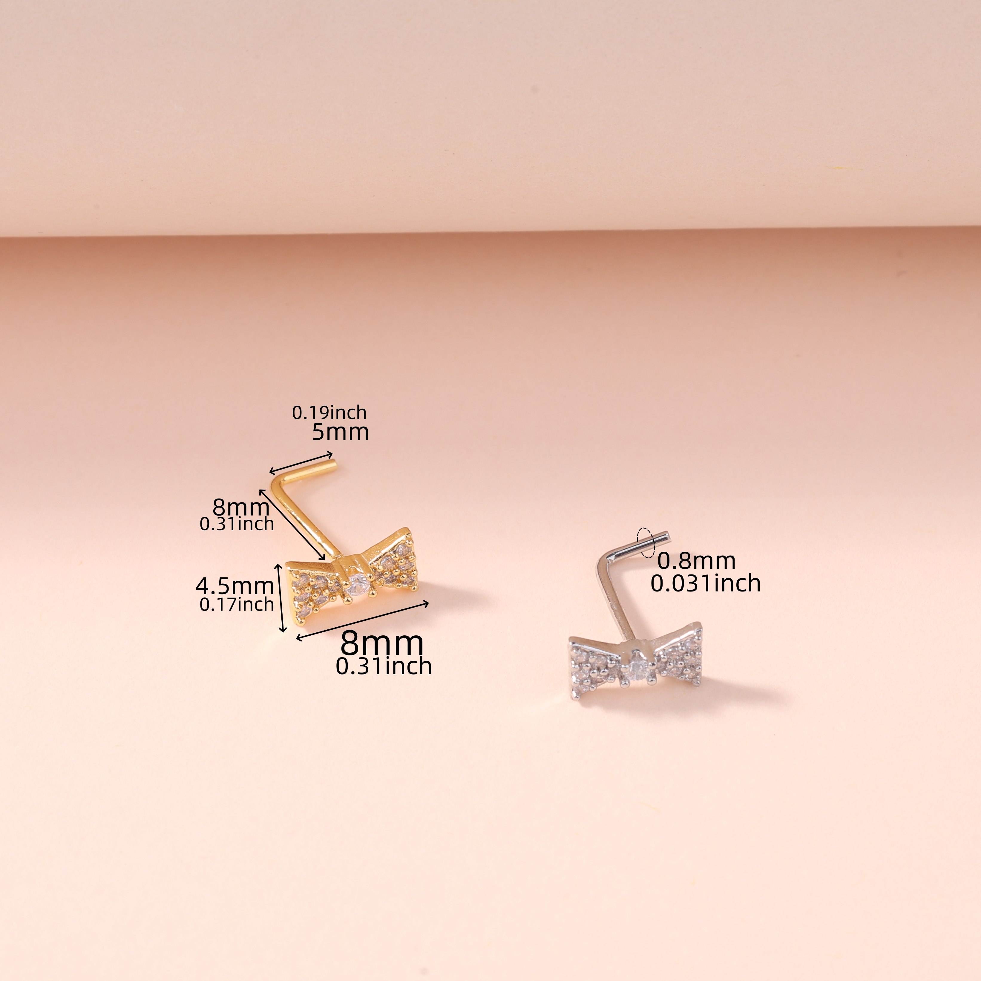 1Pcs Nose Stud Rings L Screw S - Body Jewelry And Piercing avaliação e preço
