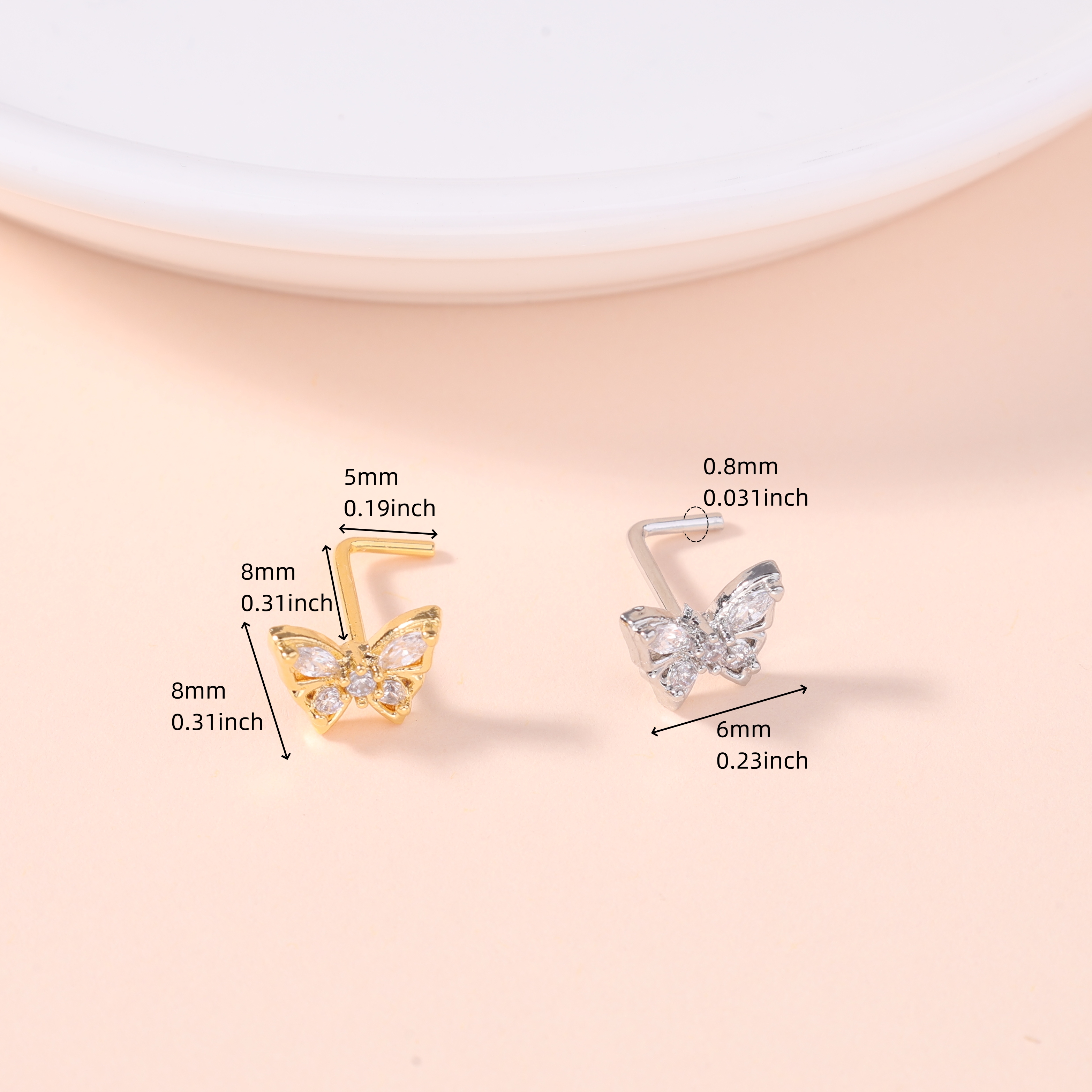 1Pcs Nose Stud Rings L Screw S - Body Jewelry And Piercing avaliação e preço