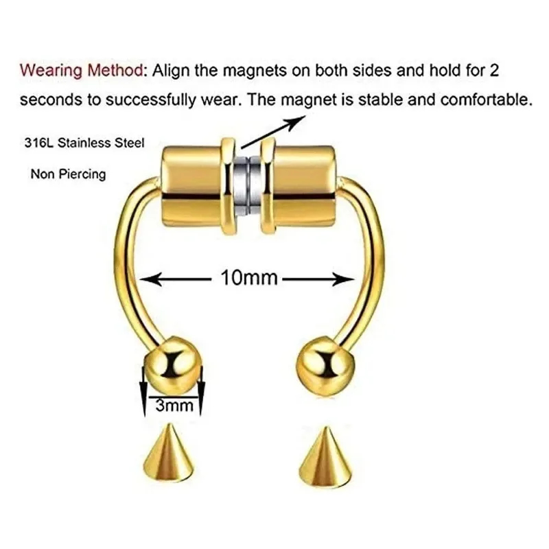 1/2/3Pcs Fake Magnetic Nose Ri - Body Jewelry And Piercing avaliação e preço