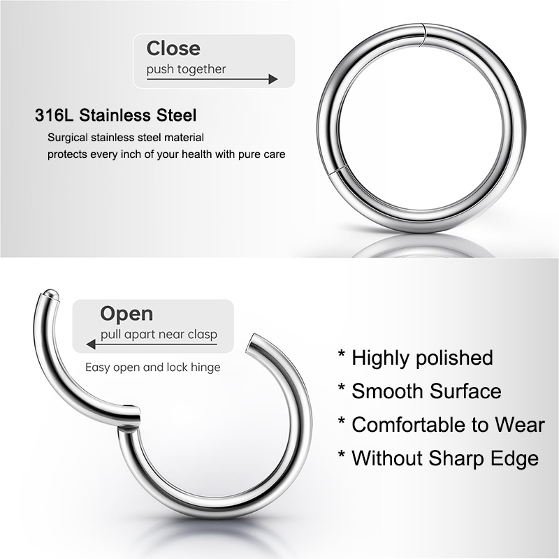 16G 316L Surgical Steel Hinged - Body Jewelry Surgical Steel avaliação e preço