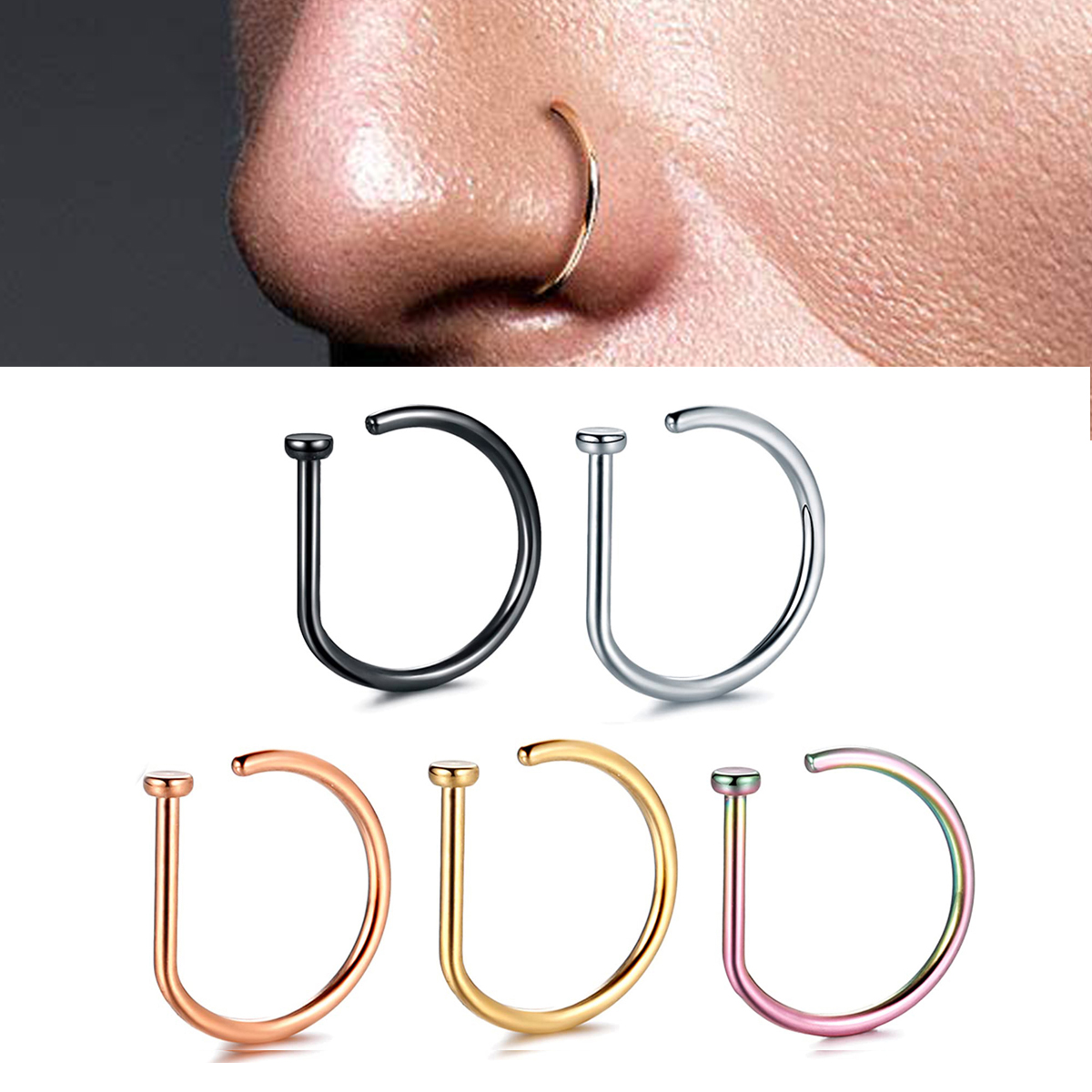 Non Piercing Fake Hoop Rings C - Body Jewelry Lip Ring avaliação e preço
