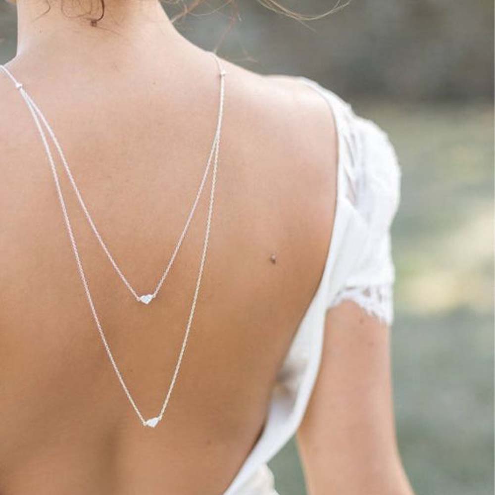 Elegant Double Layer Heart Bac - Body Jewelry Back avaliação e preço