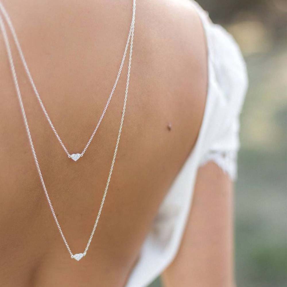 Elegant Double Layer Heart Bac - Body Jewelry Back avaliação e preço