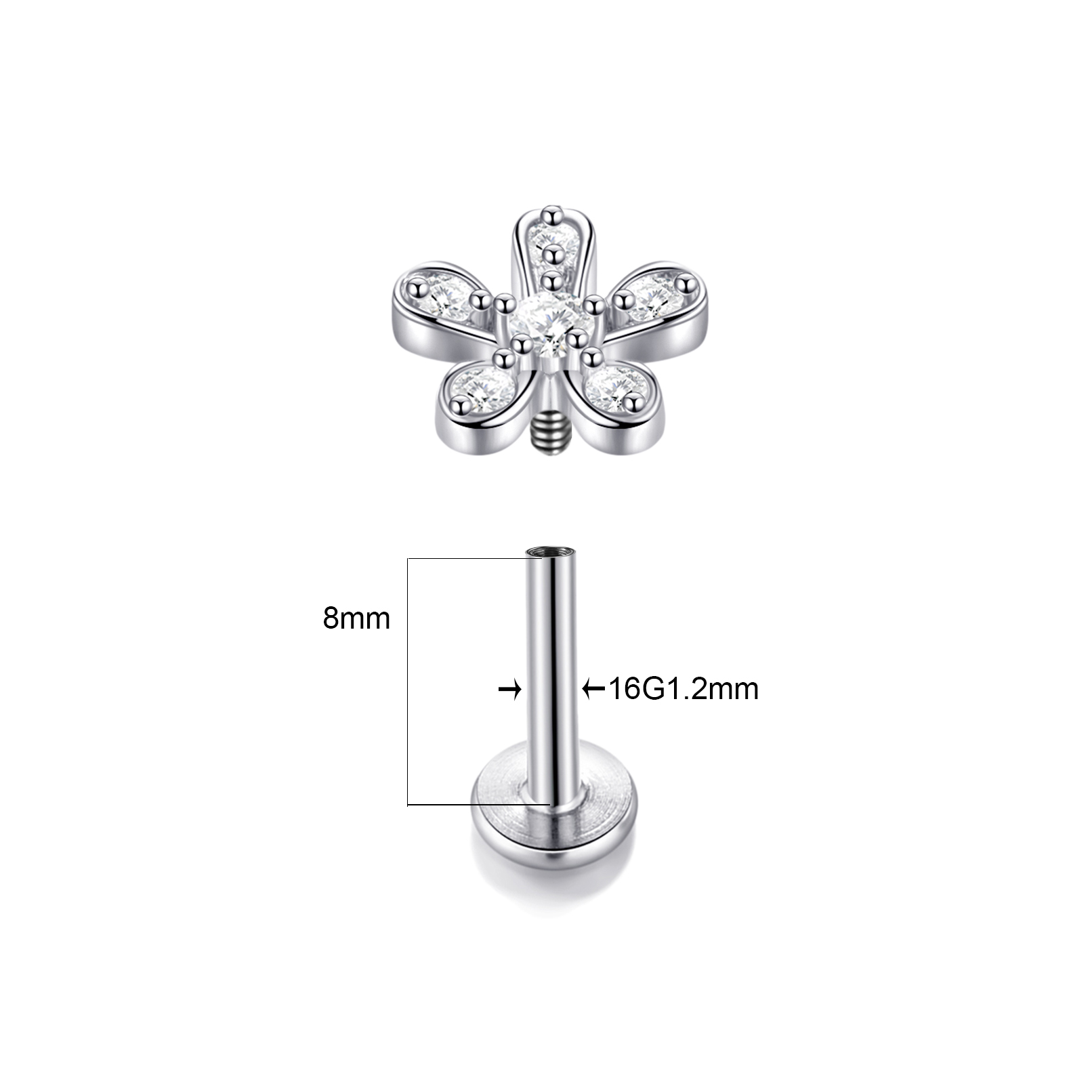 1Pc Flower Tragus Piercing Stu - Body Jewelry Surgical Steel avaliação e preço