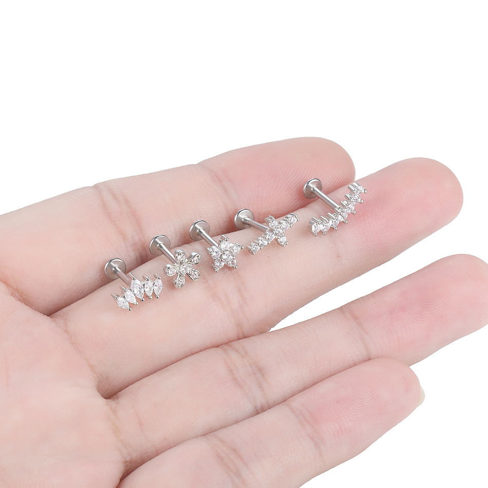 1Pc Flower Tragus Piercing Stu - Body Jewelry Surgical Steel avaliação e preço
