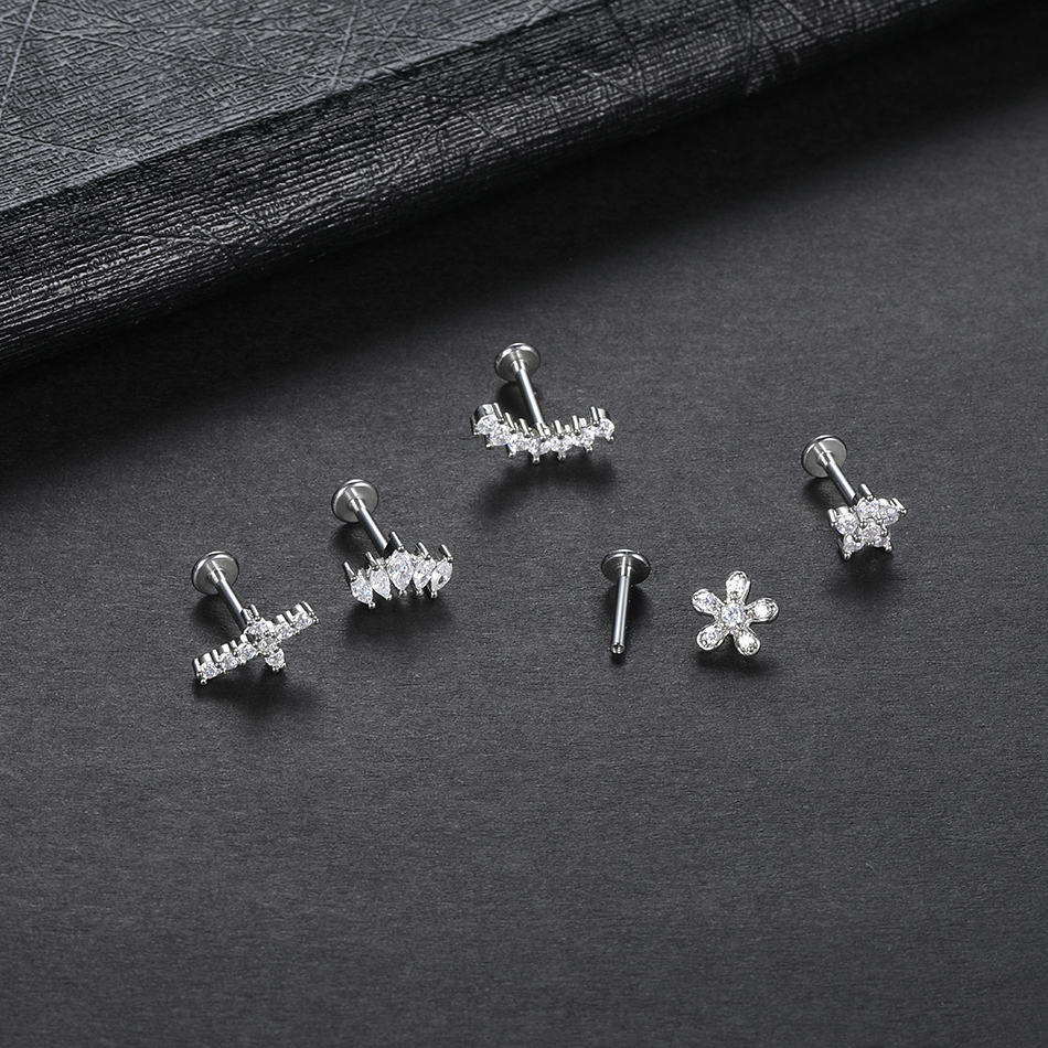 1Pc Flower Tragus Piercing Stu - Body Jewelry Surgical Steel avaliação e preço