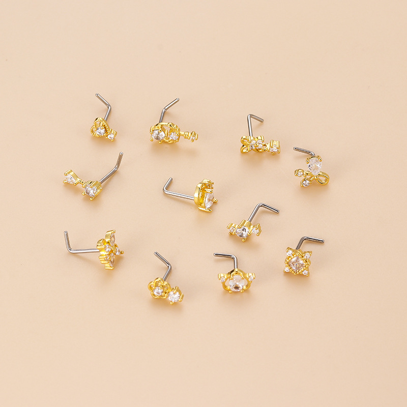 20G L-Shaped Cubic Zircon Nose - Body Jewelry Nose avaliação e preço