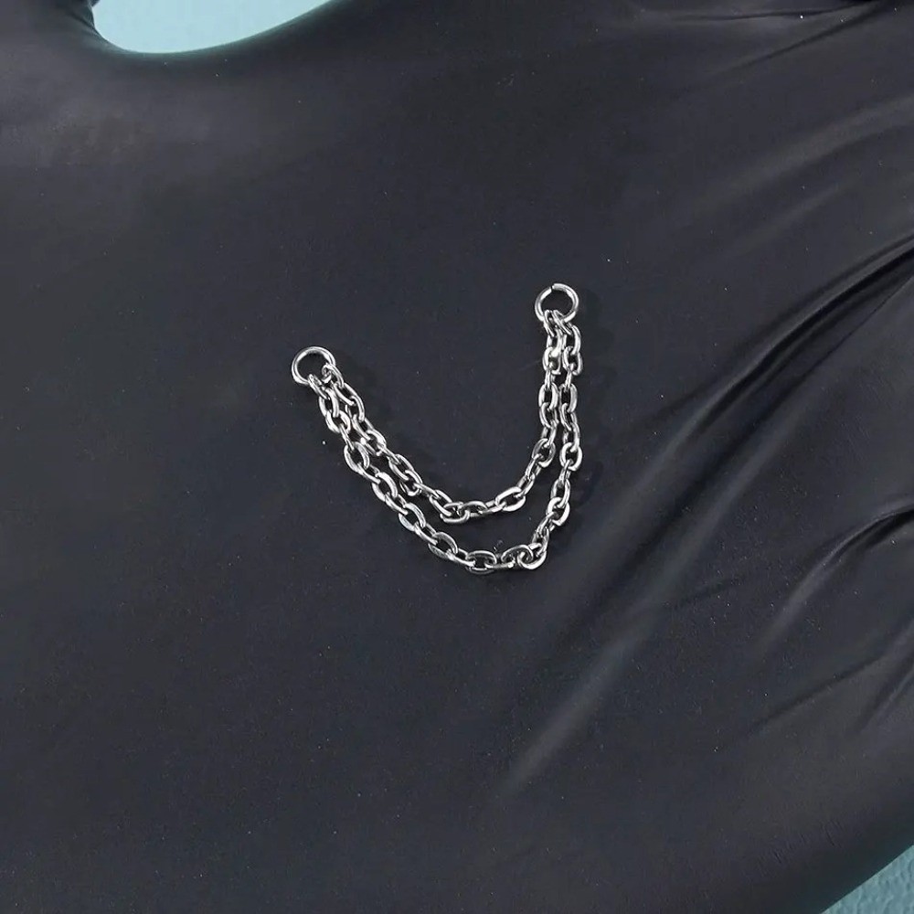 Titanium Nose Chain Double Cha - Body Jewelry And Piercing avaliação e preço