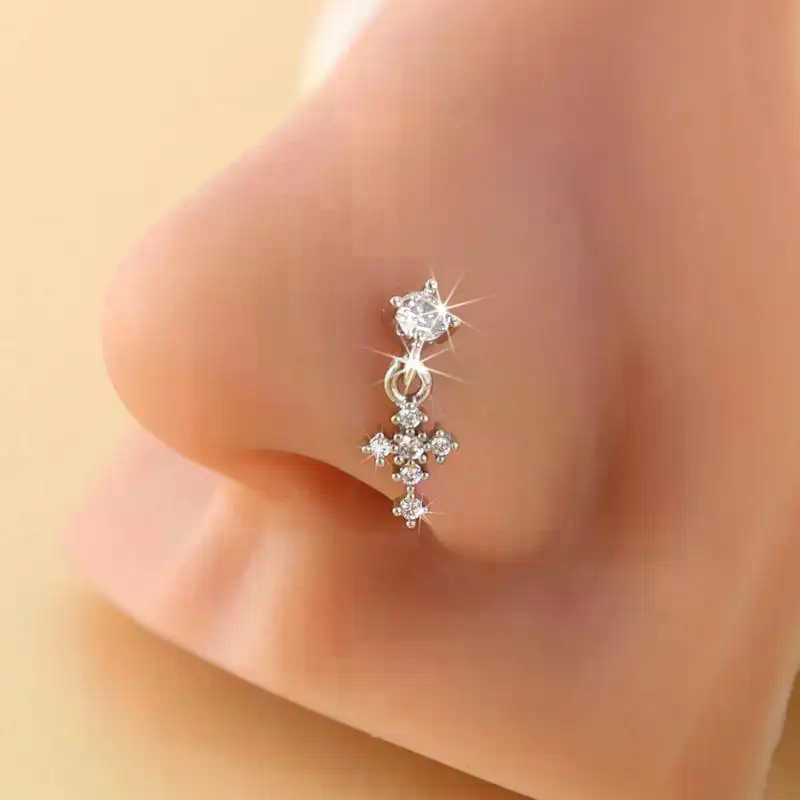 Dangle Nose Rings For Women Cr - Body Jewelry And Piercing avaliação e preço