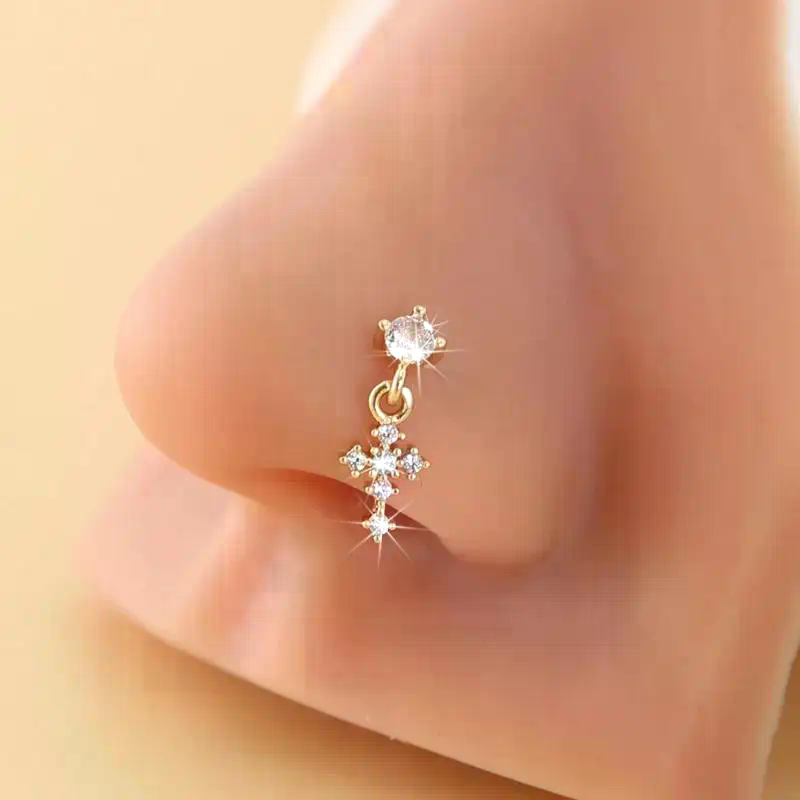 Dangle Nose Rings For Women Cr - Body Jewelry And Piercing avaliação e preço