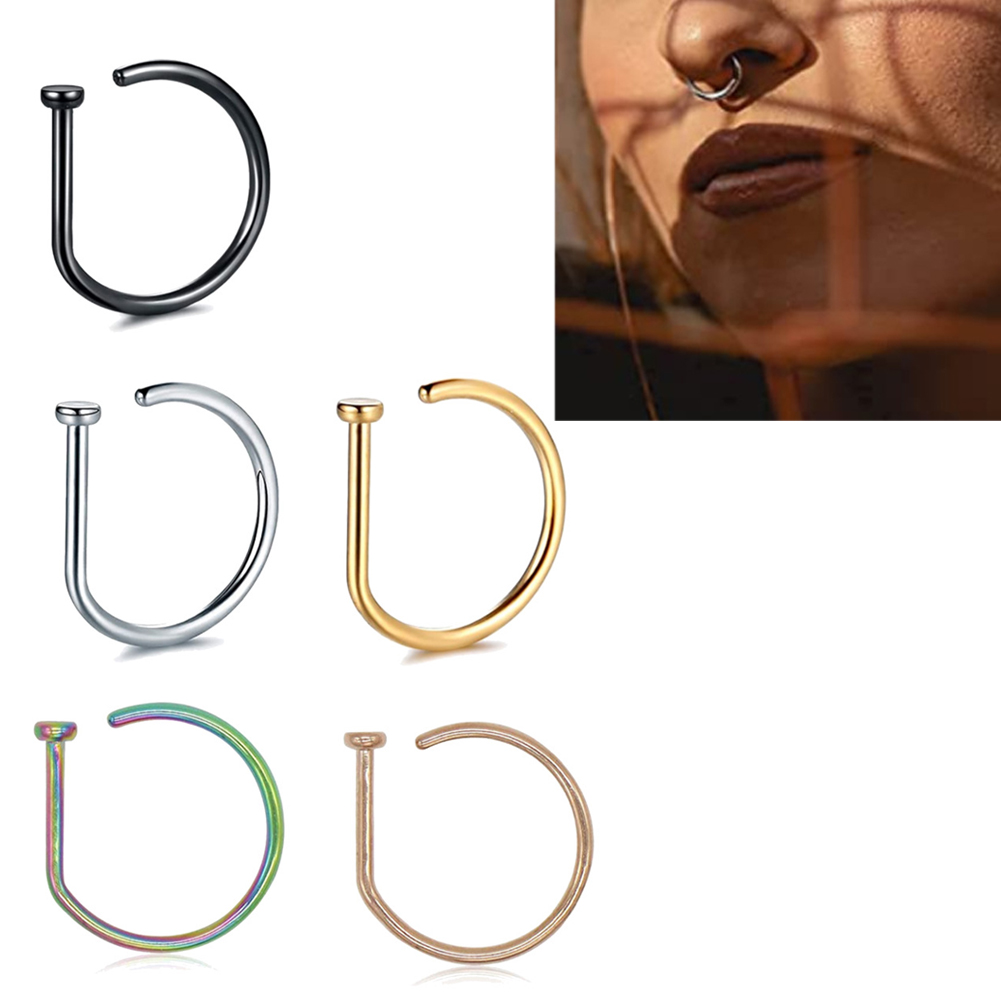 1PC Woman Man Fake Nose Rings  - Body Jewelry Hoops avaliação e preço