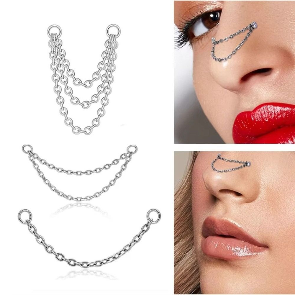 Titanium Nose Chain Three Laye - Body Jewelry And Piercing avaliação e preço