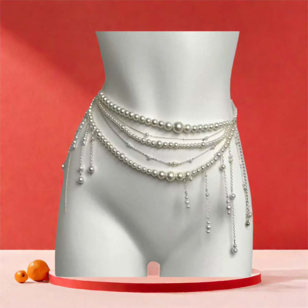 Fashion Women's Pearl Waist Ch - Body Jewelry Waist avaliação e preço