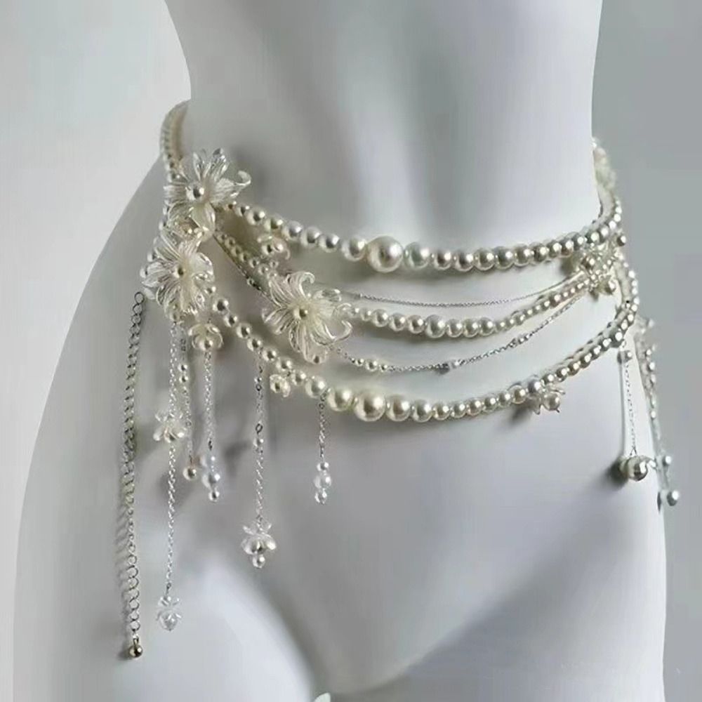 Fashion Women's Pearl Waist Ch - Body Jewelry Waist avaliação e preço