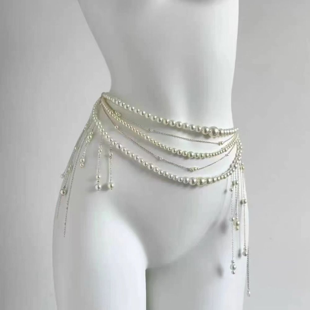 Fashion Women's Pearl Waist Ch - Body Jewelry Waist avaliação e preço