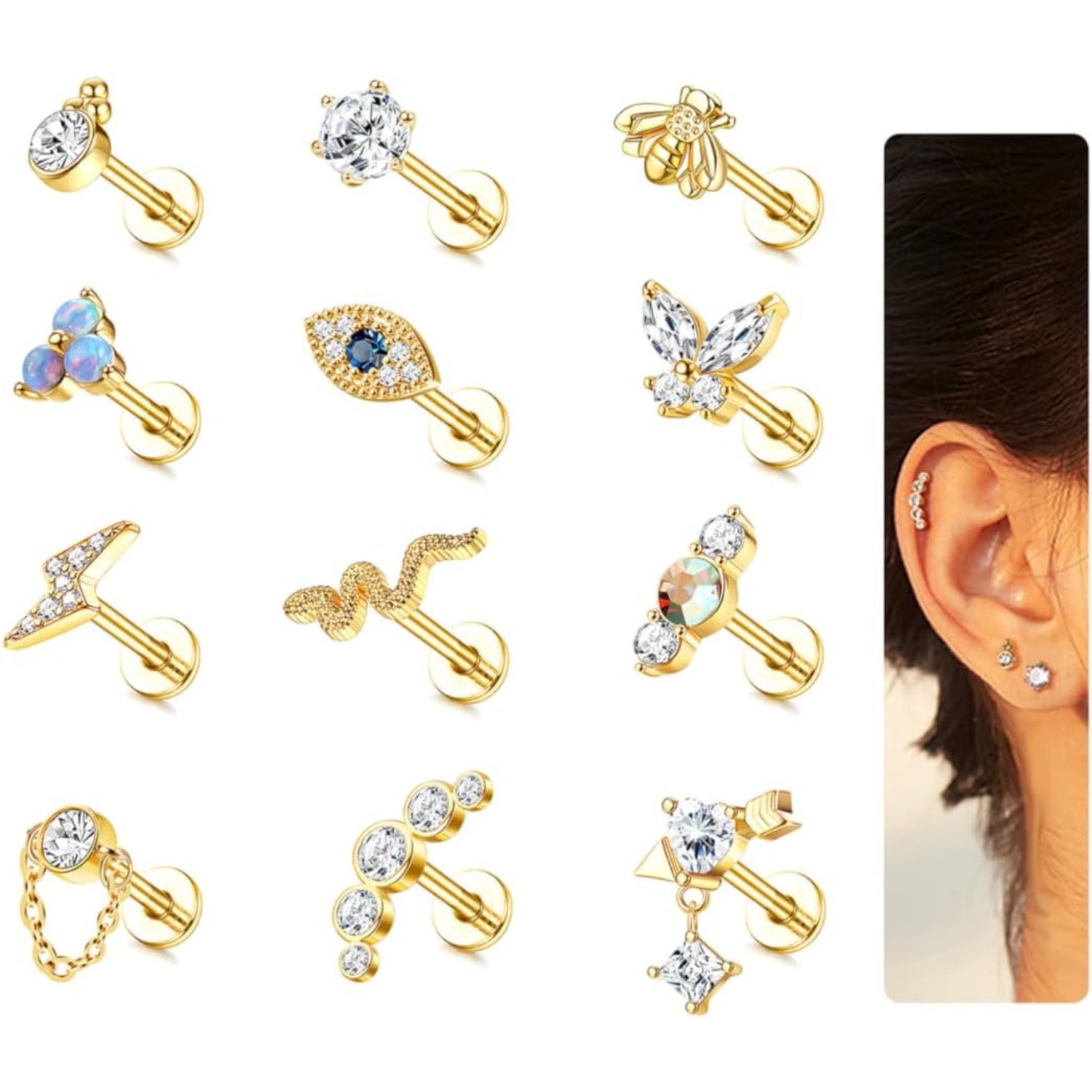 Bobisty 1Pc Cartilage Earrings - Body Jewelry Surgical Steel avaliação e preço
