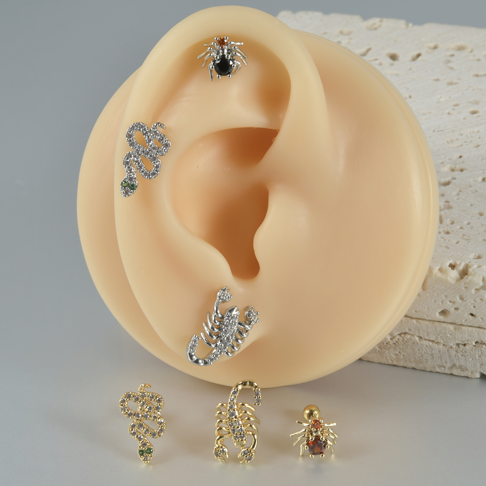 1pc Surgical Steel Zircon Spid - Body Jewelry Surgical Steel avaliação e preço