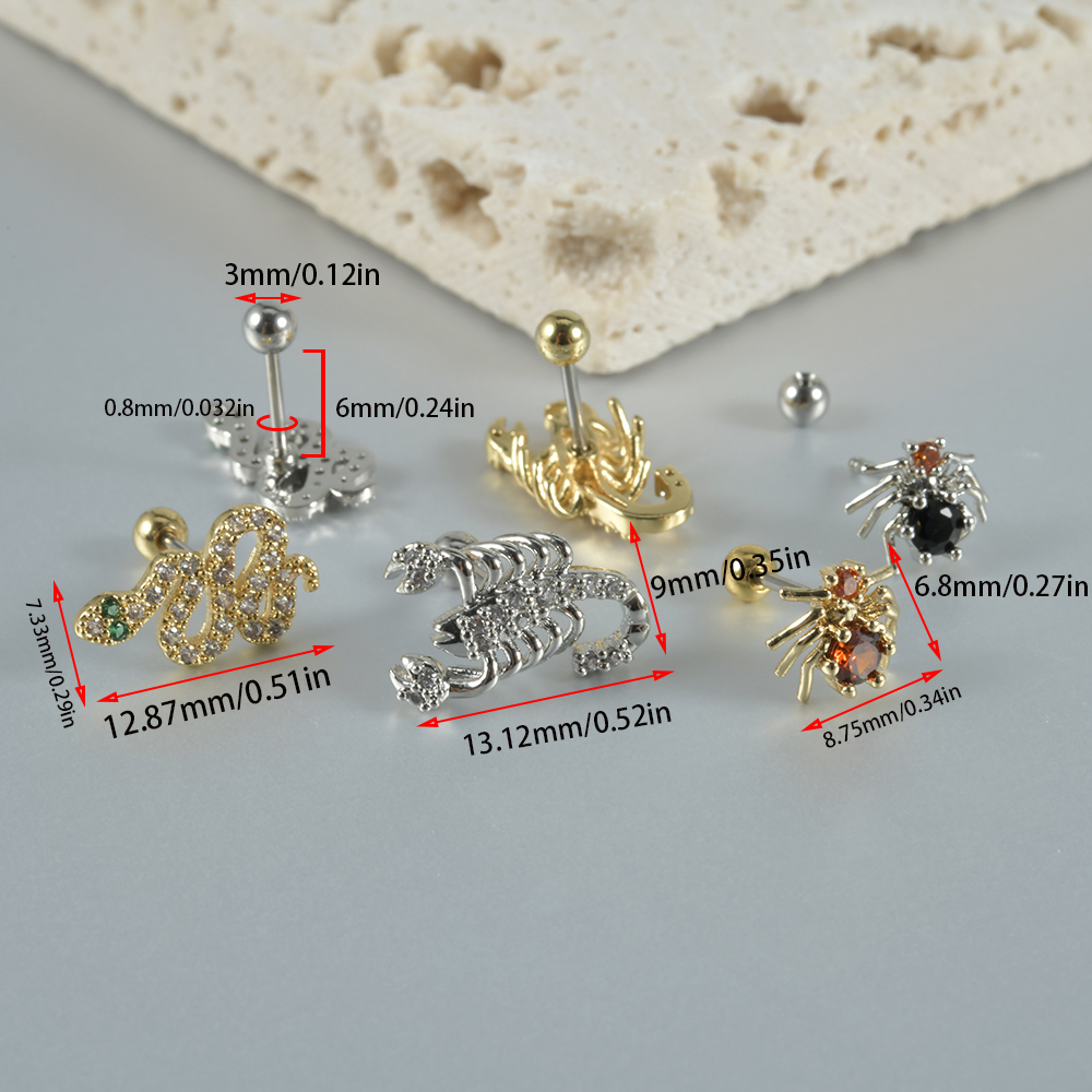 1pc Surgical Steel Zircon Spid - Body Jewelry Surgical Steel avaliação e preço