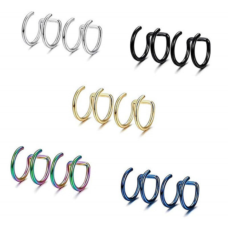2Pcs 316L Stainless Steel Clip - Body Jewelry Lip Ring avaliação e preço