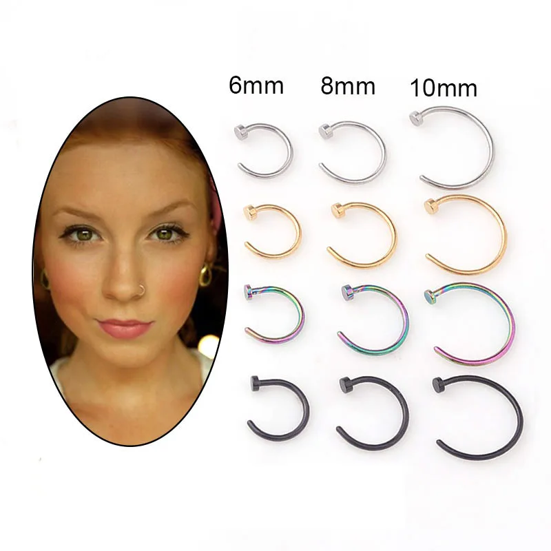5pcs/lot 20G Nose Ring Hoop, 6 - Body Jewelry Surgical Steel avaliação e preço