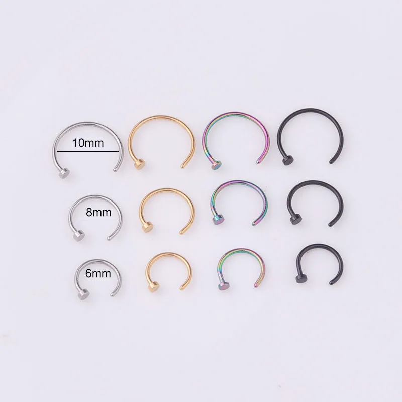 5pcs/lot 20G Nose Ring Hoop, 6 - Body Jewelry Surgical Steel avaliação e preço