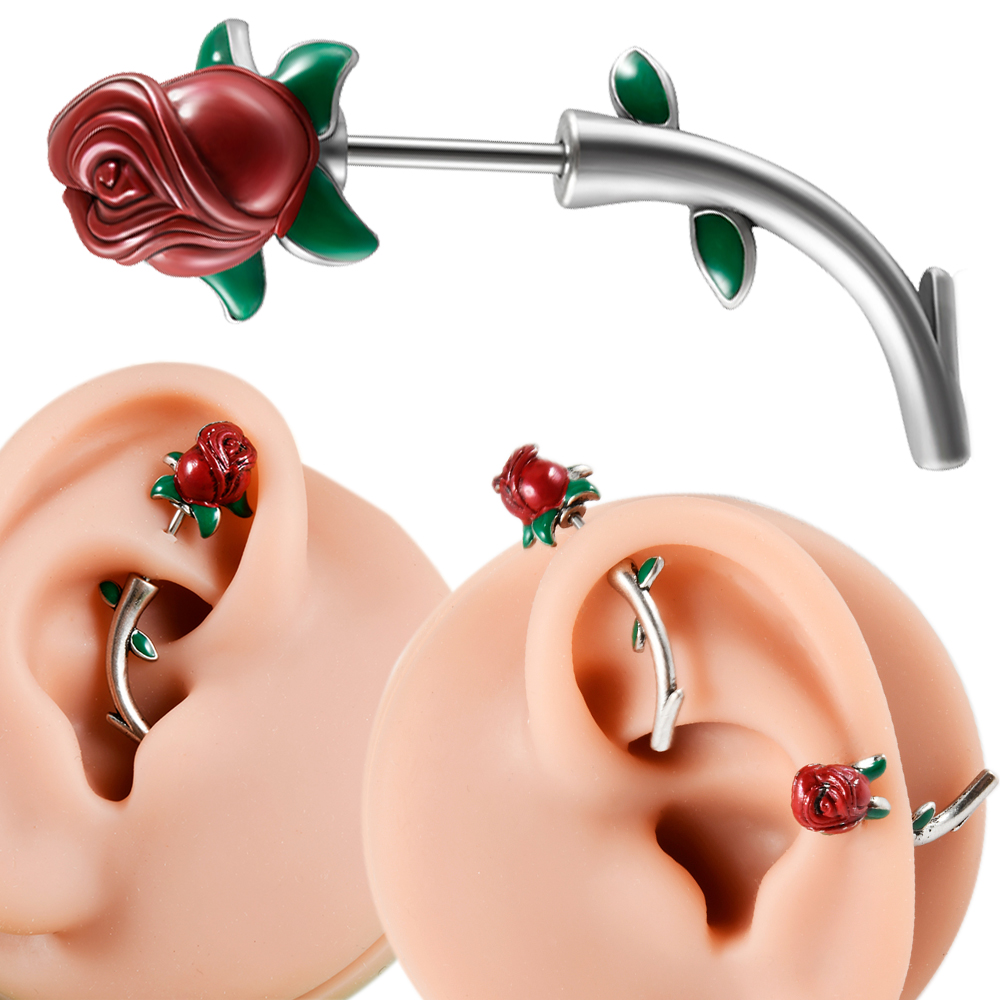 1PC Surgical Steel  Red Rose F - Body Jewelry Surgical Steel avaliação e preço