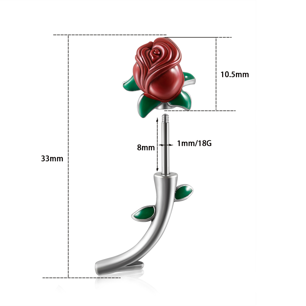 1PC Surgical Steel  Red Rose F - Body Jewelry Surgical Steel avaliação e preço