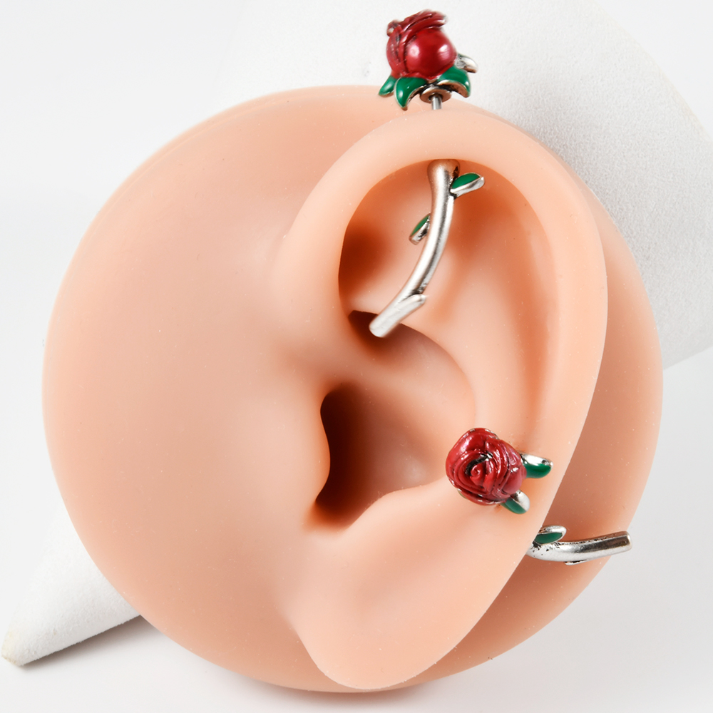 1PC Surgical Steel  Red Rose F - Body Jewelry Surgical Steel avaliação e preço