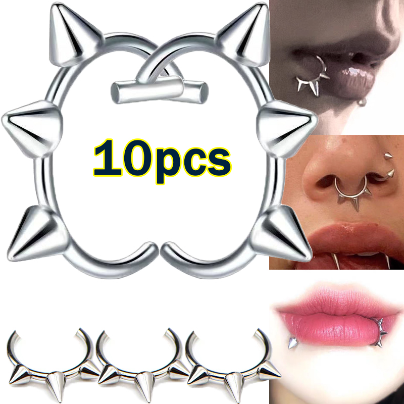 10pcs Punk Nose Ring One Nail  - Body Jewelry Lip Ring avaliação e preço