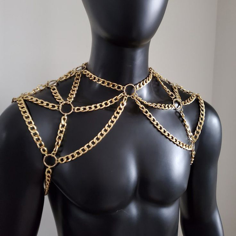 Punk Men Shoulder Body Chain B - Body Jewelry Back avaliação e preço