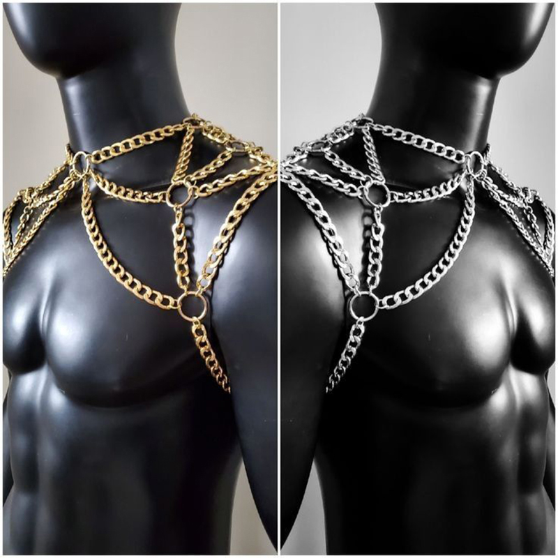 Punk Men Shoulder Body Chain B - Body Jewelry Back avaliação e preço