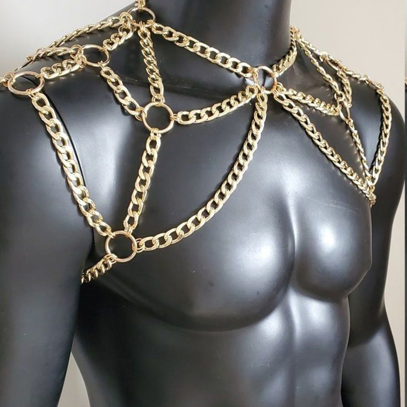 Punk Men Shoulder Body Chain B - Body Jewelry Back avaliação e preço