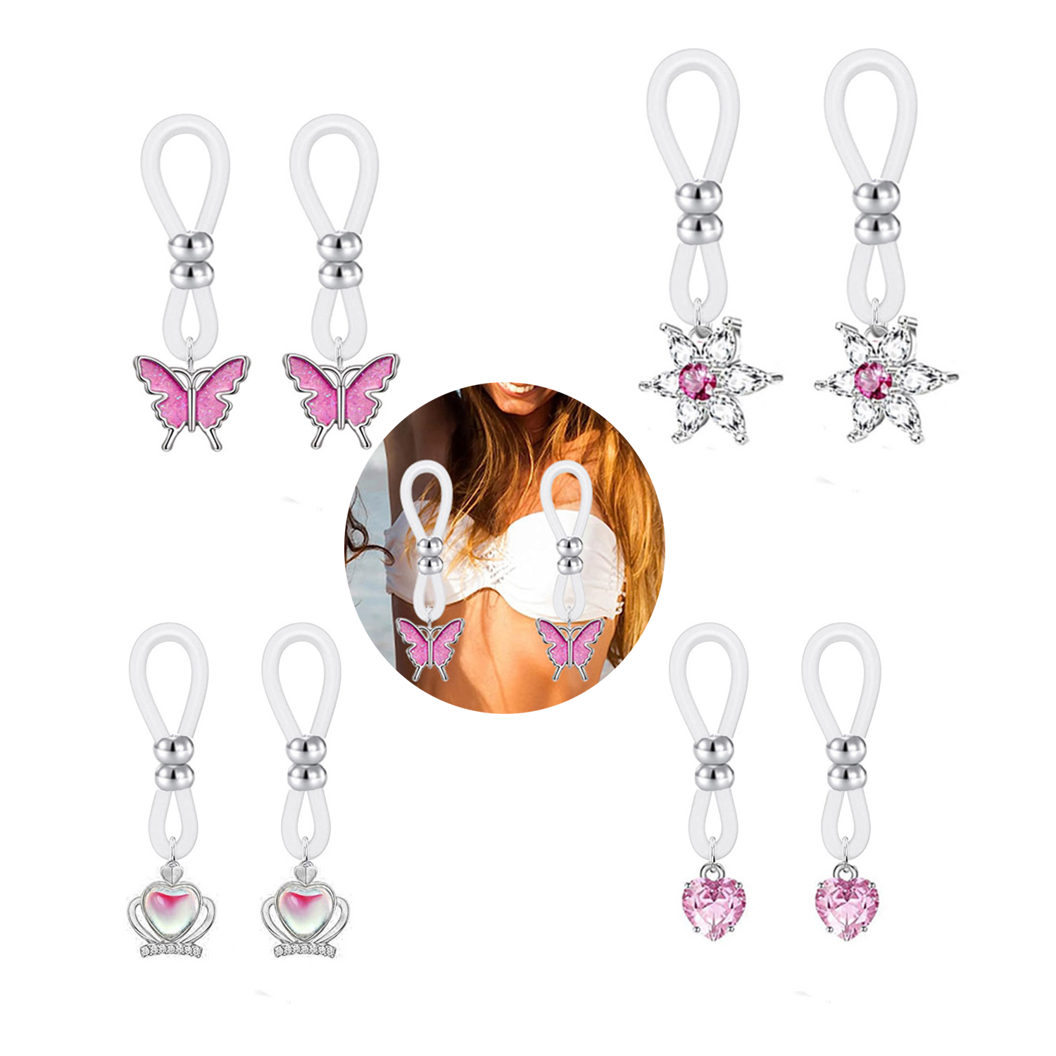 Alloy Silicone Butterfly Heart - Body Jewelry Hoops avaliação e preço
