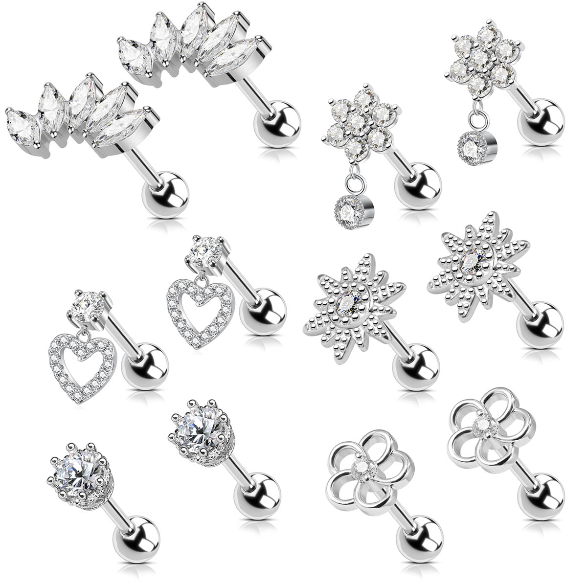 2pcs Cartilage Earrings Stud F - Body Jewelry Surgical Steel avaliação e preço