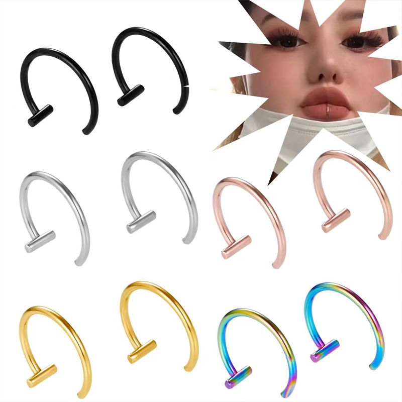18G Surgical Steel Lip Ring Ha - Body Jewelry Surgical Steel avaliação e preço