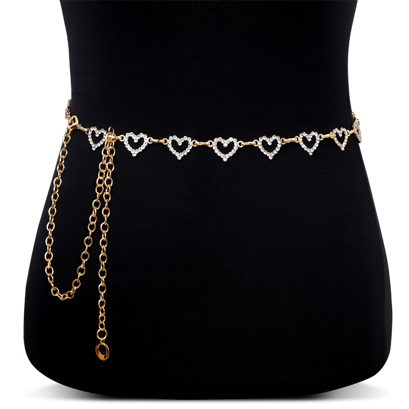 Fashion Rhinestone Heart Waist - Body Jewelry Waist avaliação e preço