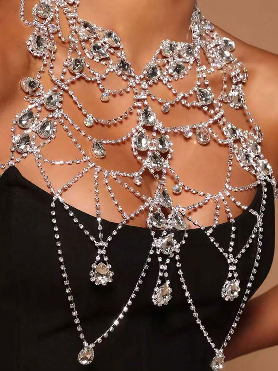 Rhinestone Body Chain Bra Neck - Body Jewelry Chain avaliação e preço