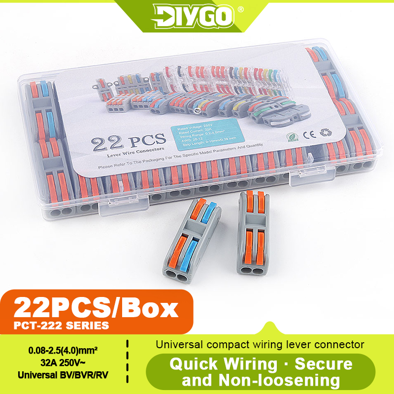 DIY GO 22PCS Lever Wire Connec - Threadless Push Pin avaliação e preço
