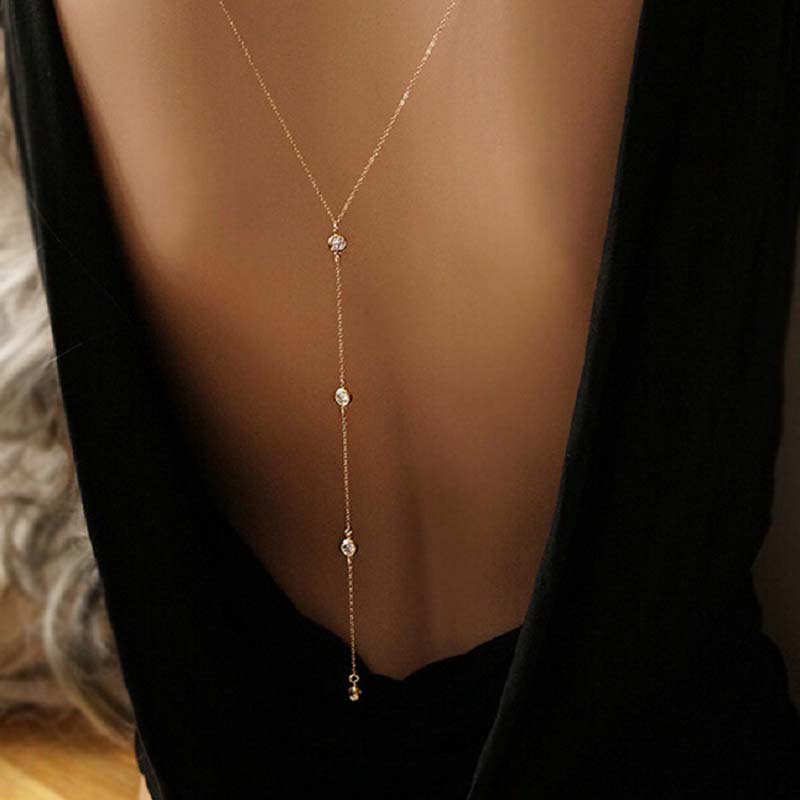 Sexy Crystal Back Chain Neckla - Body Jewelry Back avaliação e preço