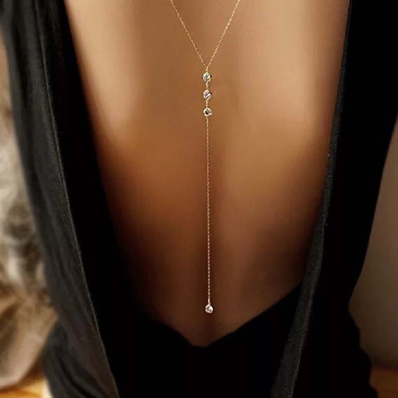 Sexy Crystal Back Chain Neckla - Body Jewelry Back avaliação e preço